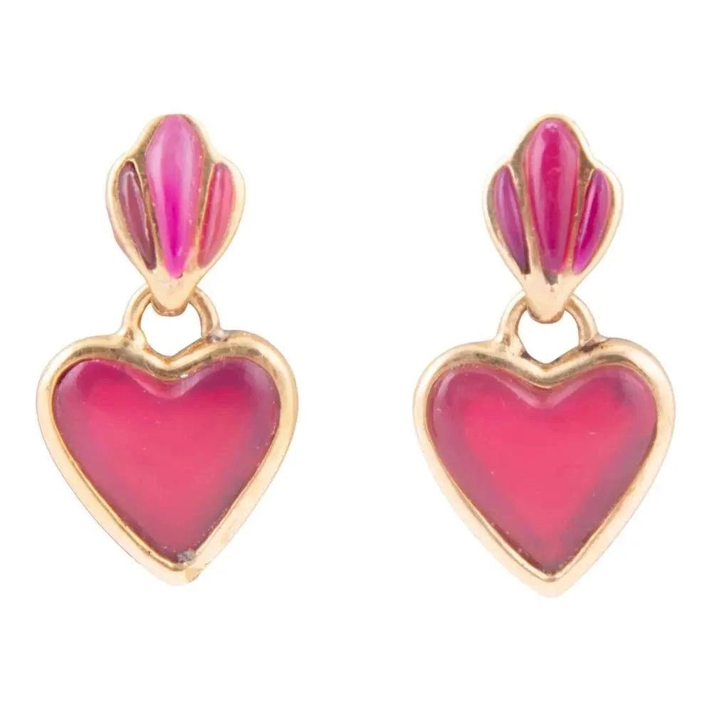 Pink Agate Heart Drop Golden Earrings - Maven Couture IncEarrings