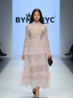 Pink Midi Party Dress BLOSSOM: Prêt-à-Porter Line BYMANYC ® New York