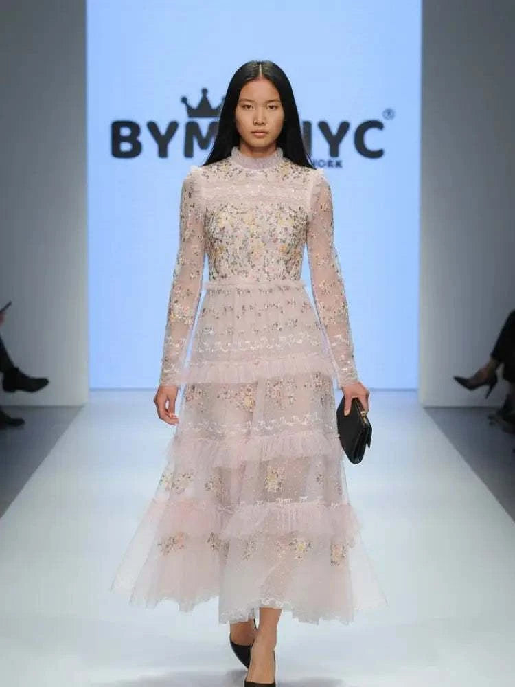 Pink Midi Party Dress BLOSSOM: Prêt-à-Porter Line BYMANYC ® New York