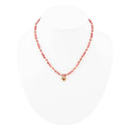 Pink Rhodonite and Golden Bronze Heart Pendant Necklace - Maven Couture IncNecklaces