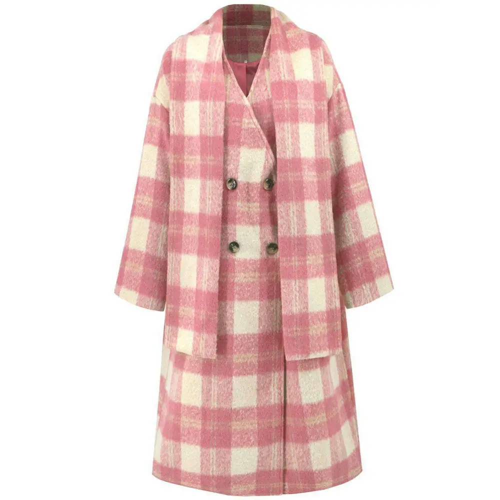 Elevate your style with the elegant long sleeve plaid coat in luxury fashion $108.34 experience the elegance of a basic