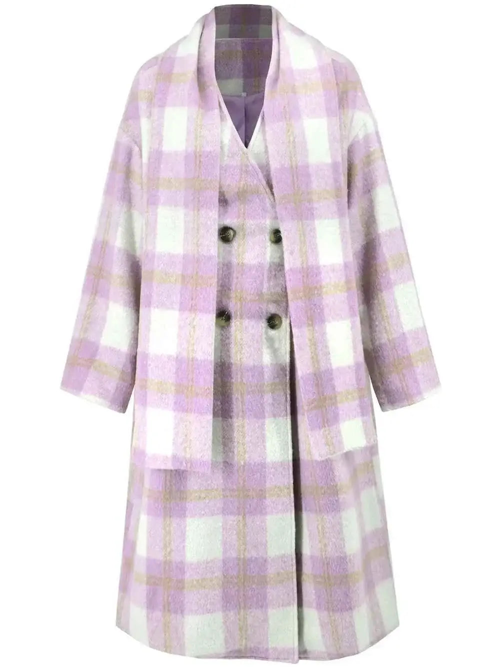 Plaid Button Up Long Sleeve Coat