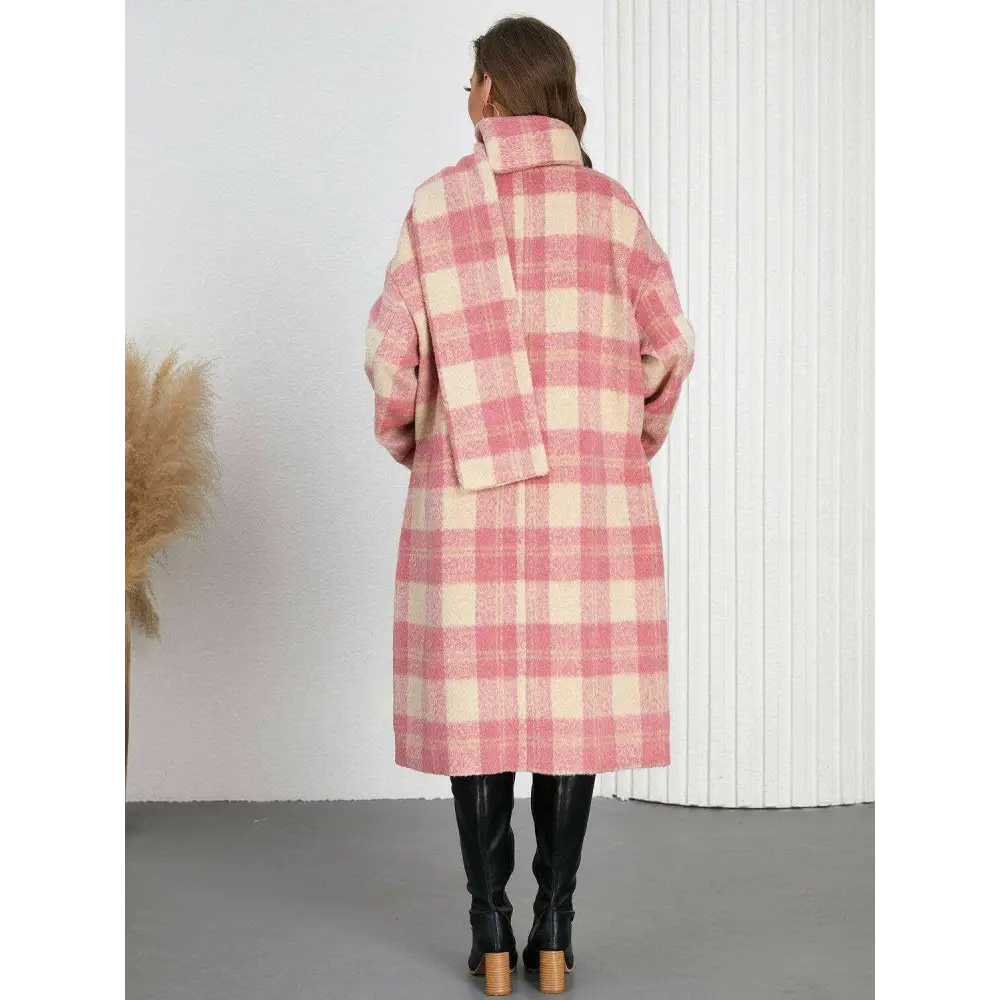 Elevate your style with the elegant long sleeve plaid coat in luxury fashion $108.34 experience the elegance of a basic