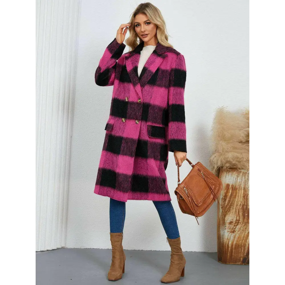 Plaid double-breasted coat for timeless luxury fashion for woman $91.96 this exquisite piece is elegantly buttoned,