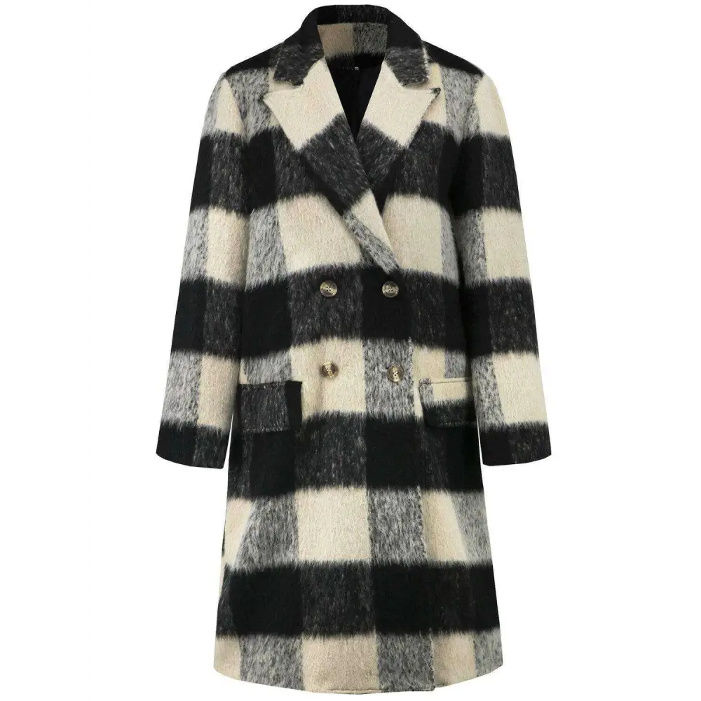 Plaid double-breasted coat for timeless luxury fashion for woman $91.96 this exquisite piece is elegantly buttoned,