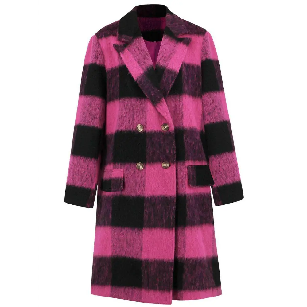 Plaid double-breasted coat for timeless luxury fashion for woman $91.96 this exquisite piece is elegantly buttoned,