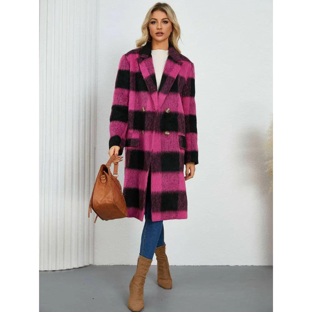 Plaid double-breasted coat for timeless luxury fashion for woman $91.96 this exquisite piece is elegantly buttoned,