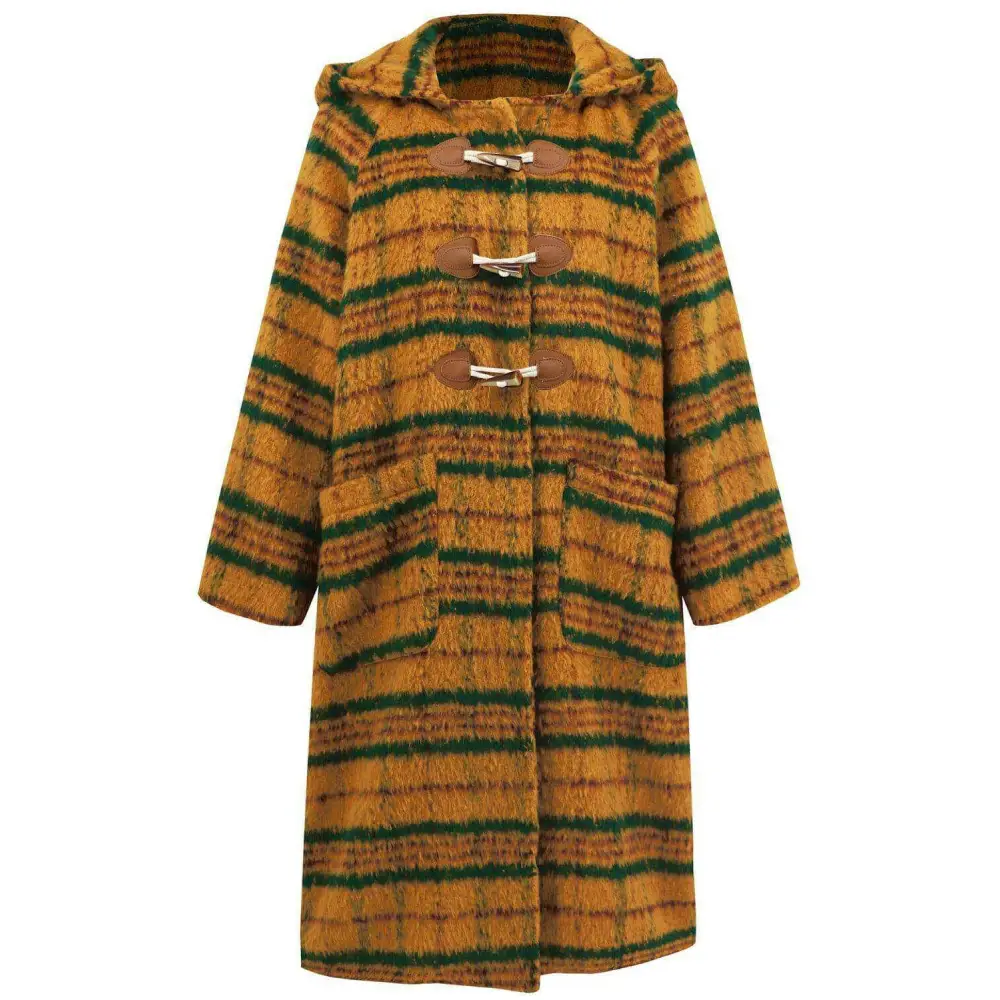 Elevate your wardrobe with the elegant plaid hooded coat in luxury fashion $100.54 experience the exquisite