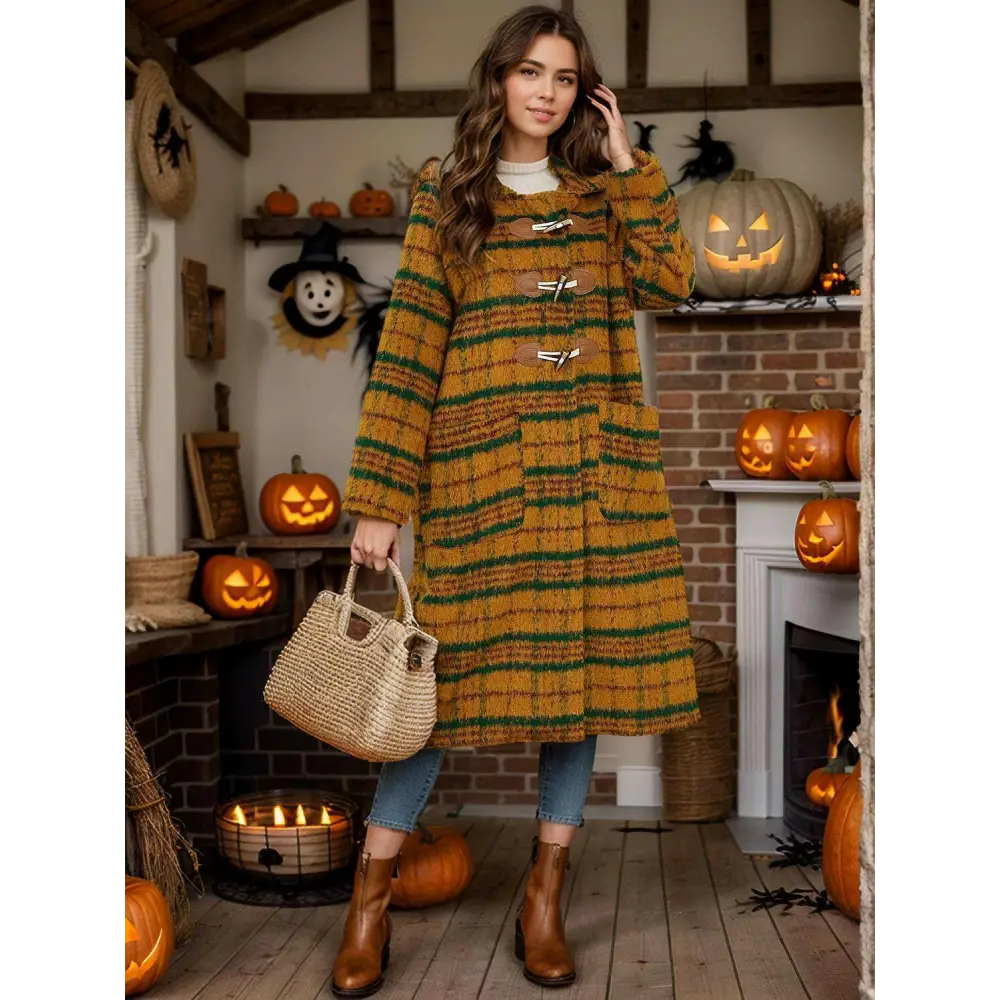 Elevate your wardrobe with the elegant plaid hooded coat in luxury fashion $100.54 experience the exquisite