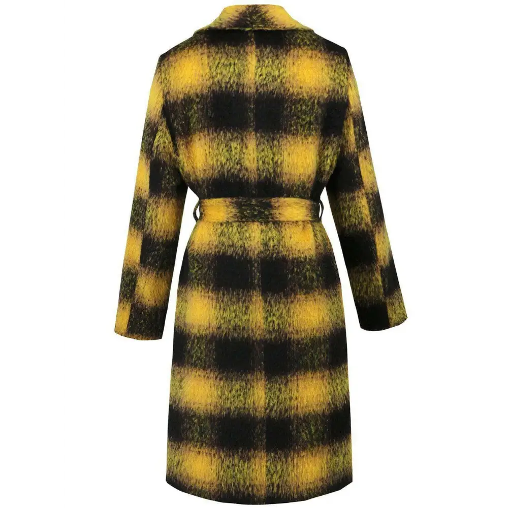 Plaid tie waist long sleeve coat in timeless luxury fashion for women $108.34 elevate your wardrobe with this chic