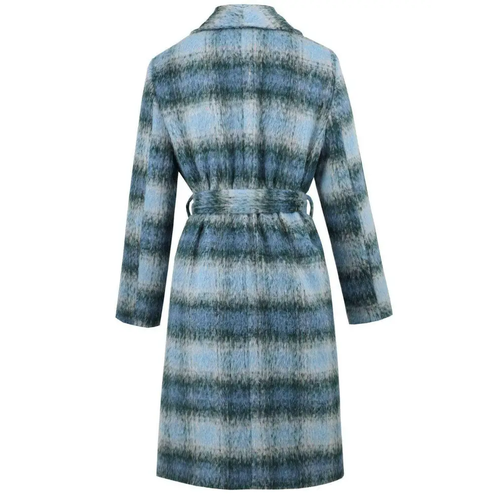 Plaid tie waist long sleeve coat in timeless luxury fashion for women $108.34 elevate your wardrobe with this chic