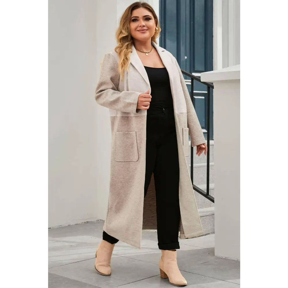 Elegant plus size longline coat in timeless luxury fashion for woman $78 pocketed for functionality and style normal,