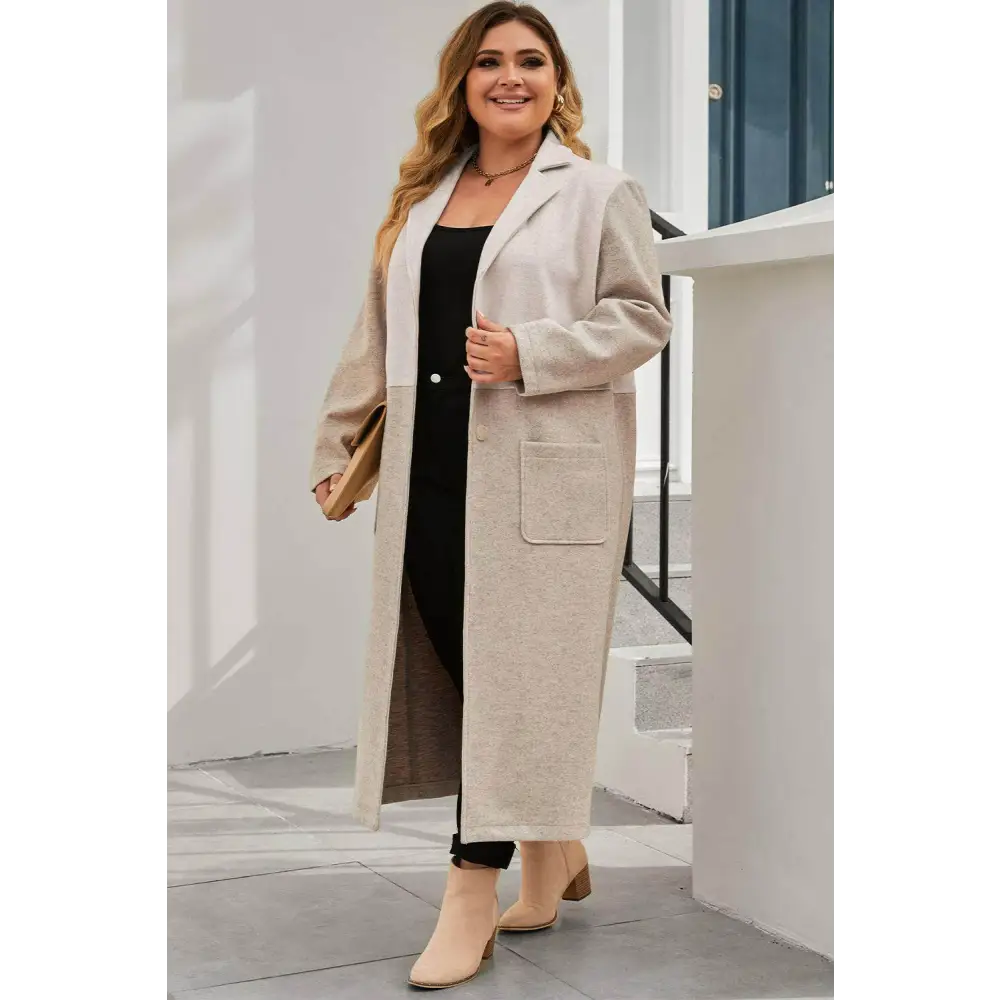 Elegant plus size longline coat in timeless luxury fashion for woman $78 pocketed for functionality and style normal,