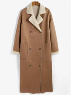 Plus Size Drop Shoulder Sherpa Longline Coat