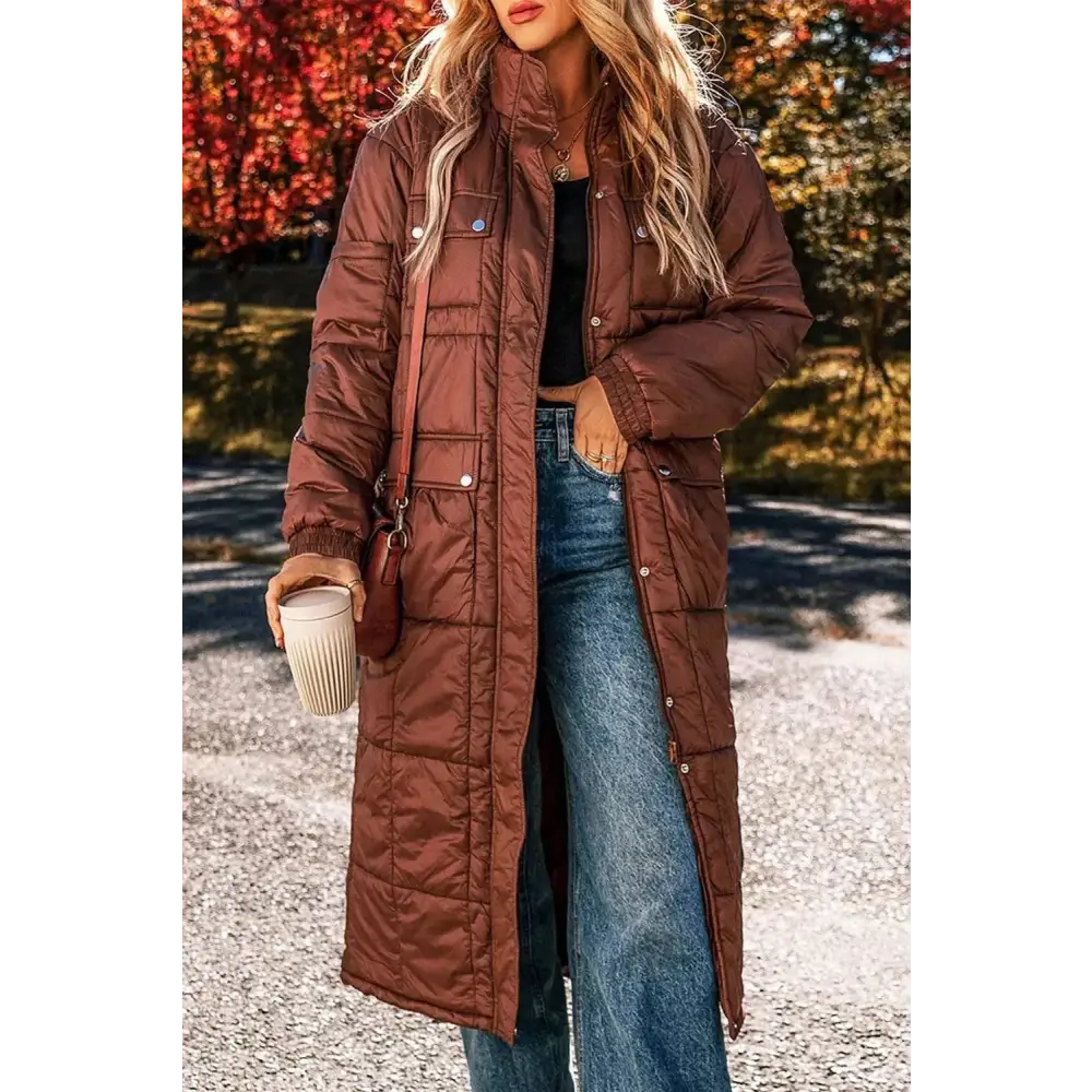 Elevate your style with our luxury longline winter coat for women $103.72 pocketed – perfect for storing