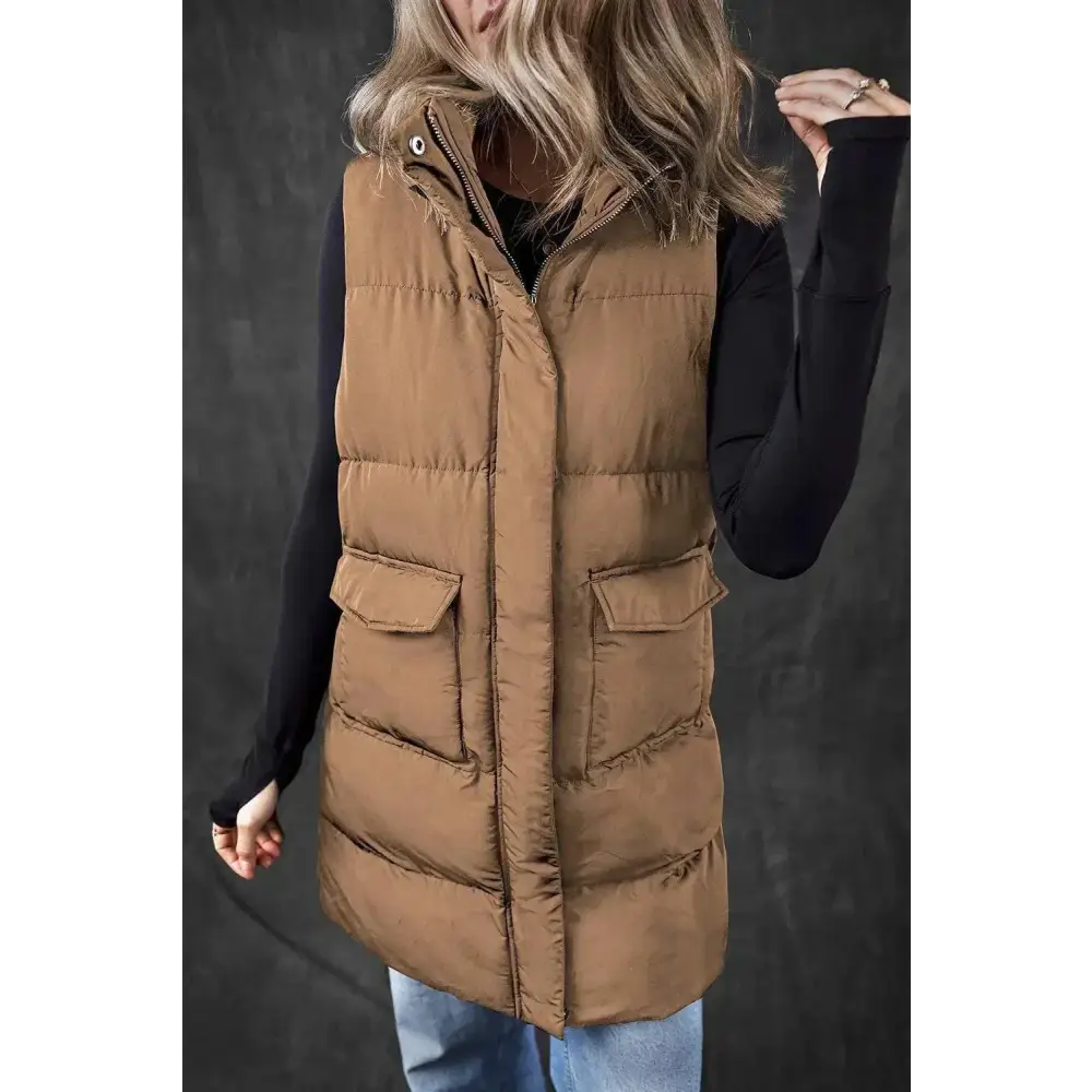 Elevate your style with the luxurious pocketed vest coat in fashion $63.04 includes pockets for practicality