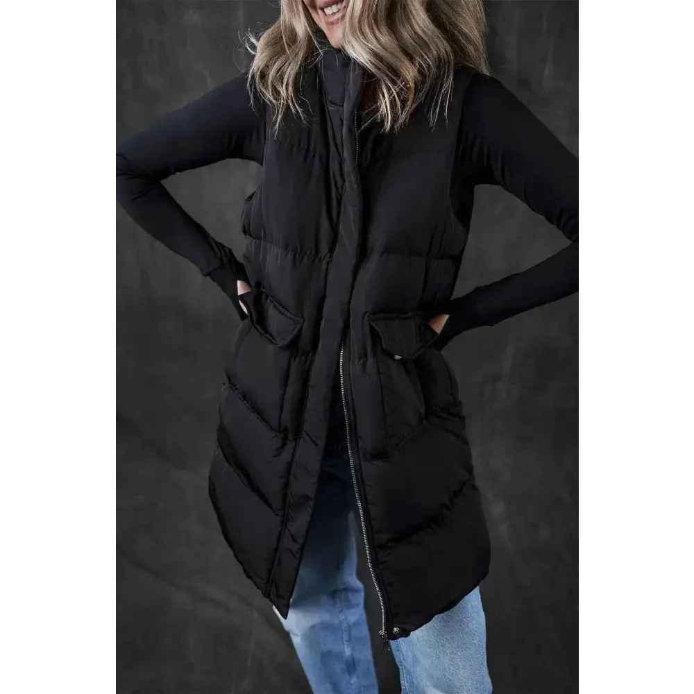 Elevate your style with the luxurious pocketed vest coat in fashion $63.04 includes pockets for practicality