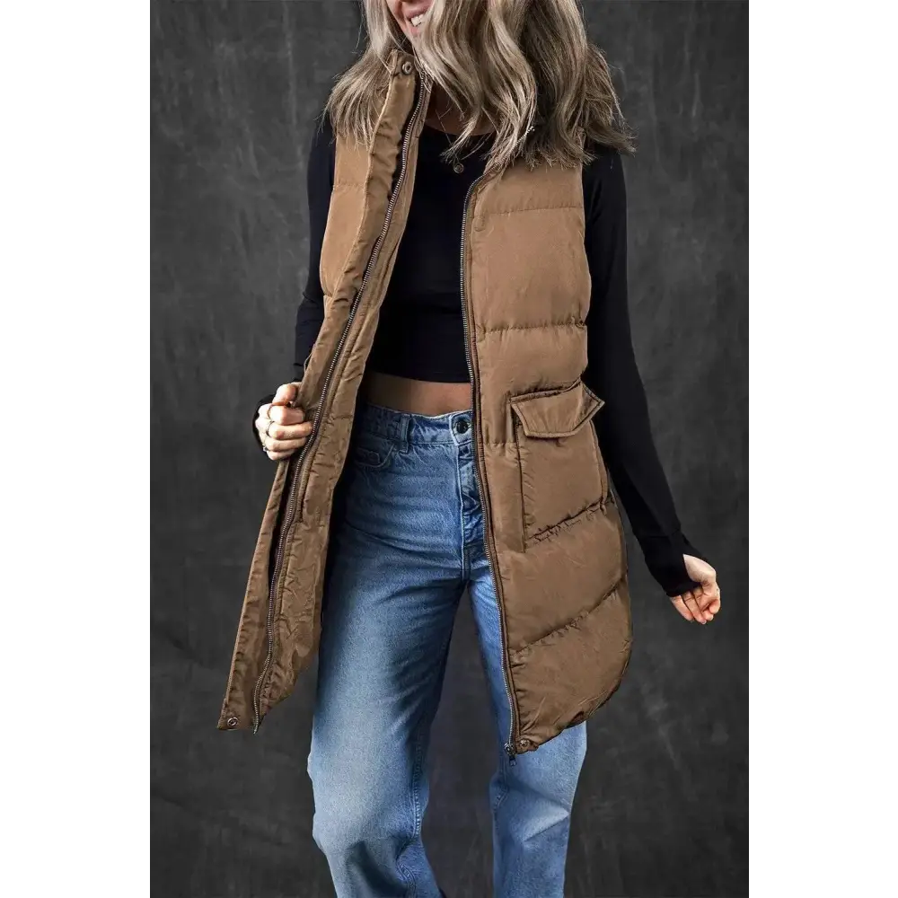 Elevate your style with the luxurious pocketed vest coat in fashion $63.04 includes pockets for practicality