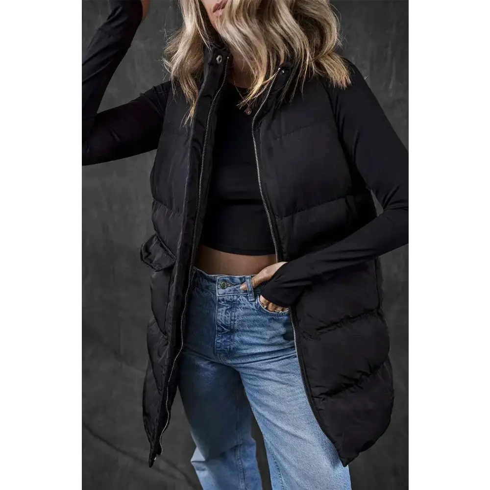 Elevate your style with the luxurious pocketed vest coat in fashion $63.04 includes pockets for practicality