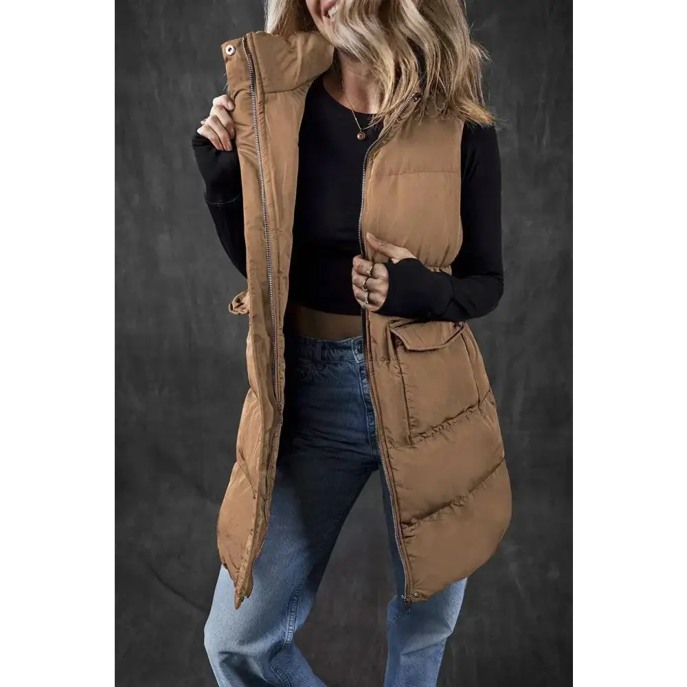 Elevate your style with the luxurious pocketed vest coat in fashion $63.04 includes pockets for practicality