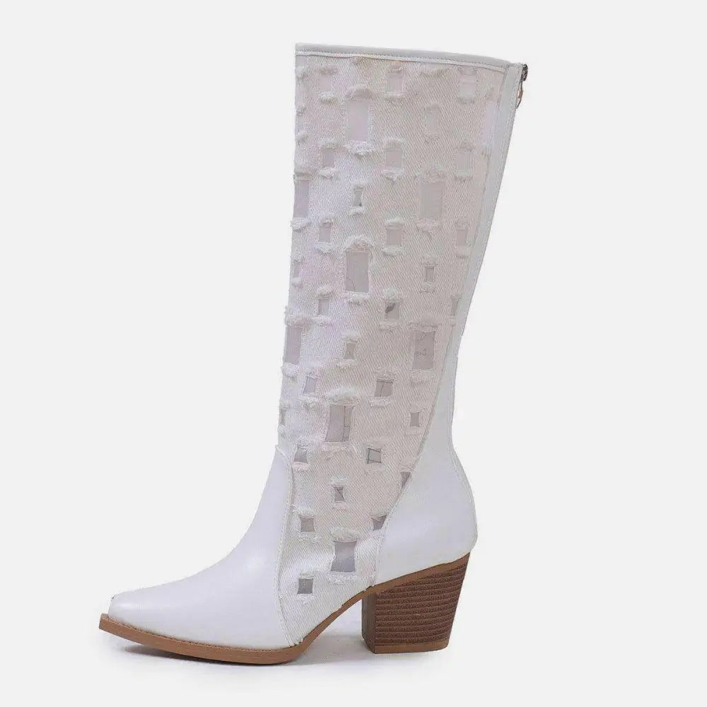 Elevate your look with timeless designer point toe block heel boots $66.40 box not included, ensuring an eco-friendly