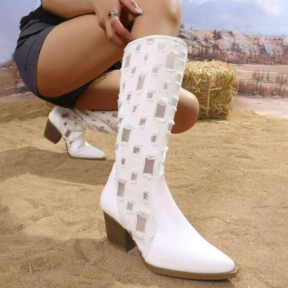 Elevate your look with timeless designer point toe block heel boots $66.40 box not included, ensuring an eco-friendly