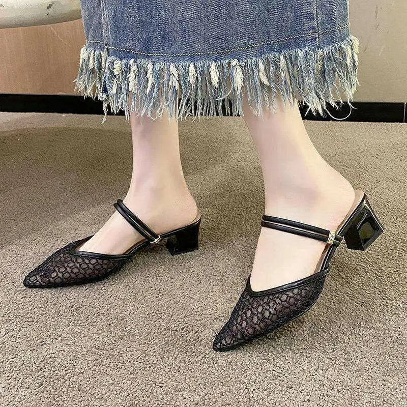 Elegant point toe block heel sandals for luxury fashion for women $30.80 heel low heels, perfect for a seamless