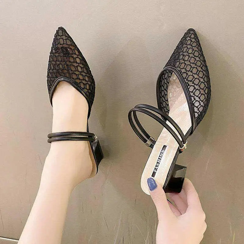 Elegant point toe block heel sandals for luxury fashion for women $30.80 heel low heels, perfect for a seamless