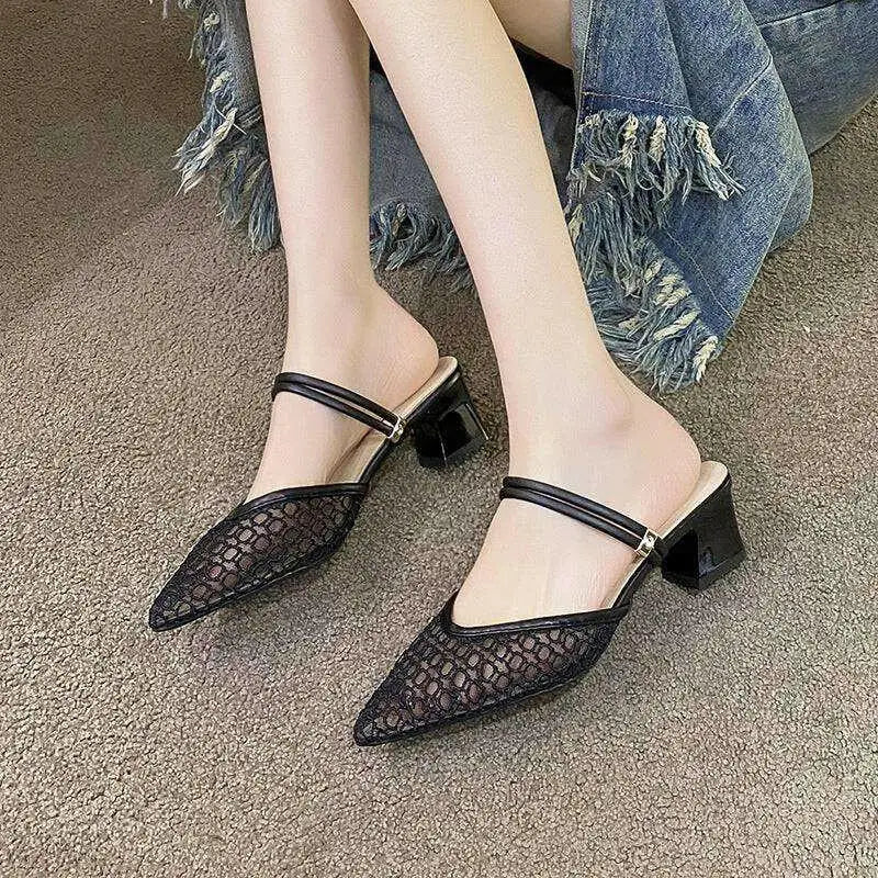 Elegant point toe block heel sandals for luxury fashion for women $30.80 heel low heels, perfect for a seamless