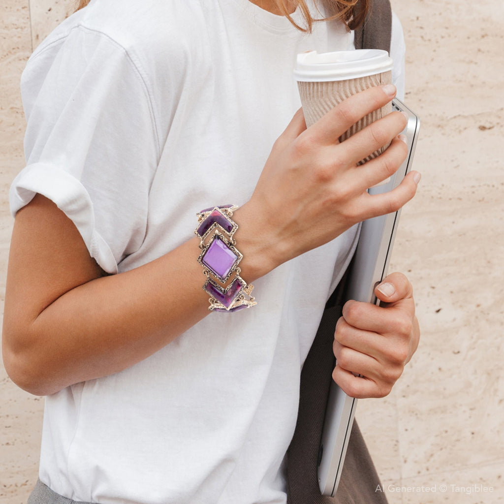 Pointedly Purple Turquoise Golden Link Bracelet - Maven Couture IncBracelets