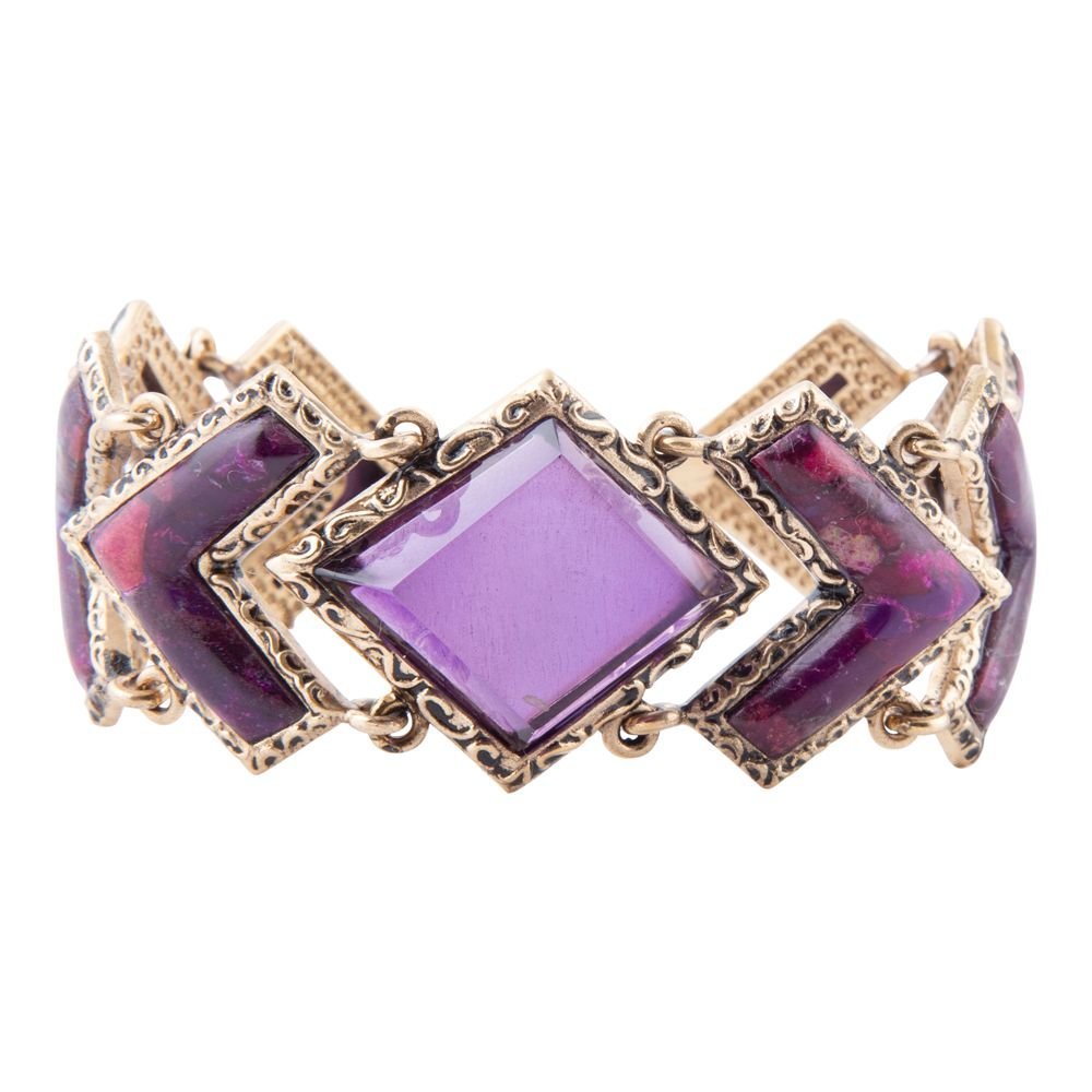 Pointedly Purple Turquoise Golden Link Bracelet - Maven Couture IncBracelets