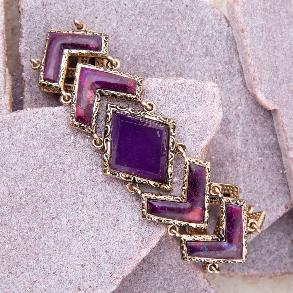 Pointedly Purple Turquoise Golden Link Bracelet - Maven Couture IncBracelets