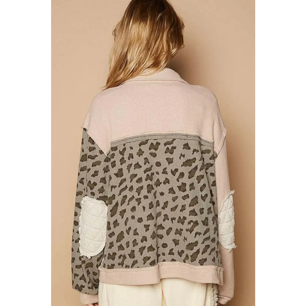 Leopard exposed seam quilted jacket redefining luxury fashion for women $66.26 the leopard exposed seam button up