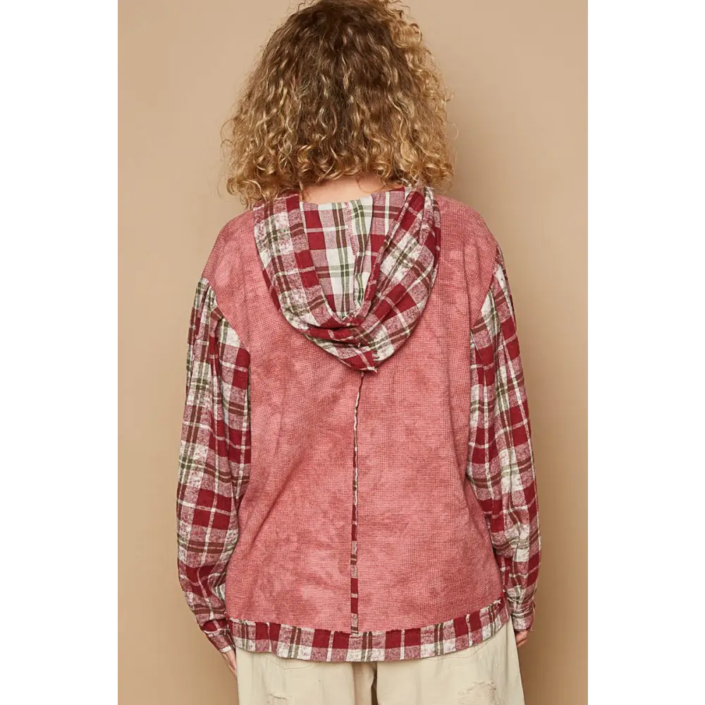 Elevate your wardrobe with the star patch plaid hooded top in luxury fashion $45.64 introducing the star patch plaid