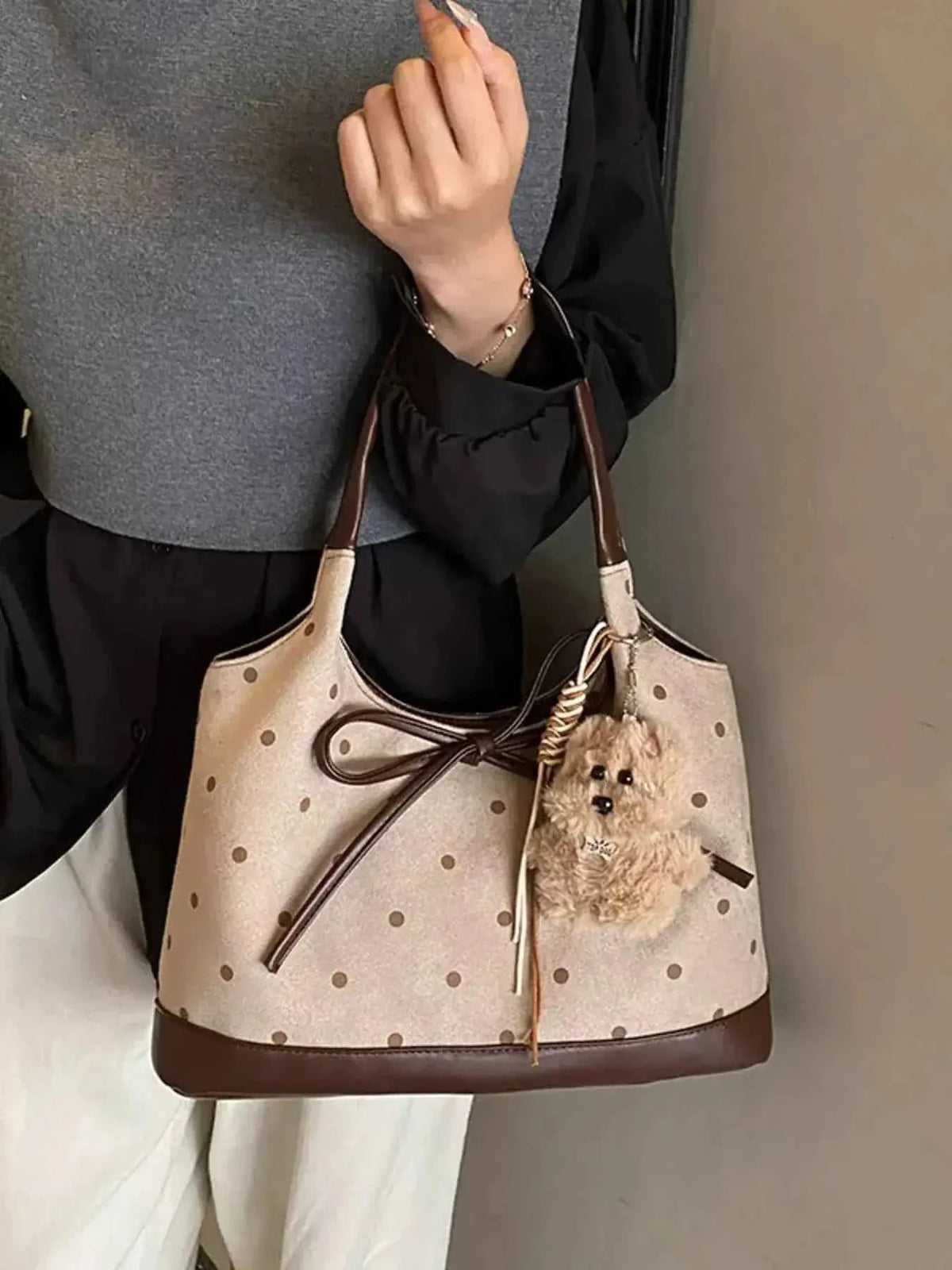 Polka Dot Bow Shoulder Bag