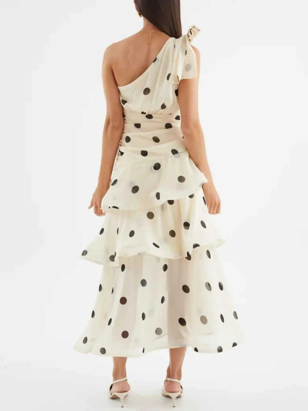 Polka Dot One-Shoulder Ruffle Dress