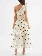 Polka Dot One-Shoulder Ruffle Dress