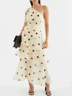 Polka Dot One-Shoulder Ruffle Dress