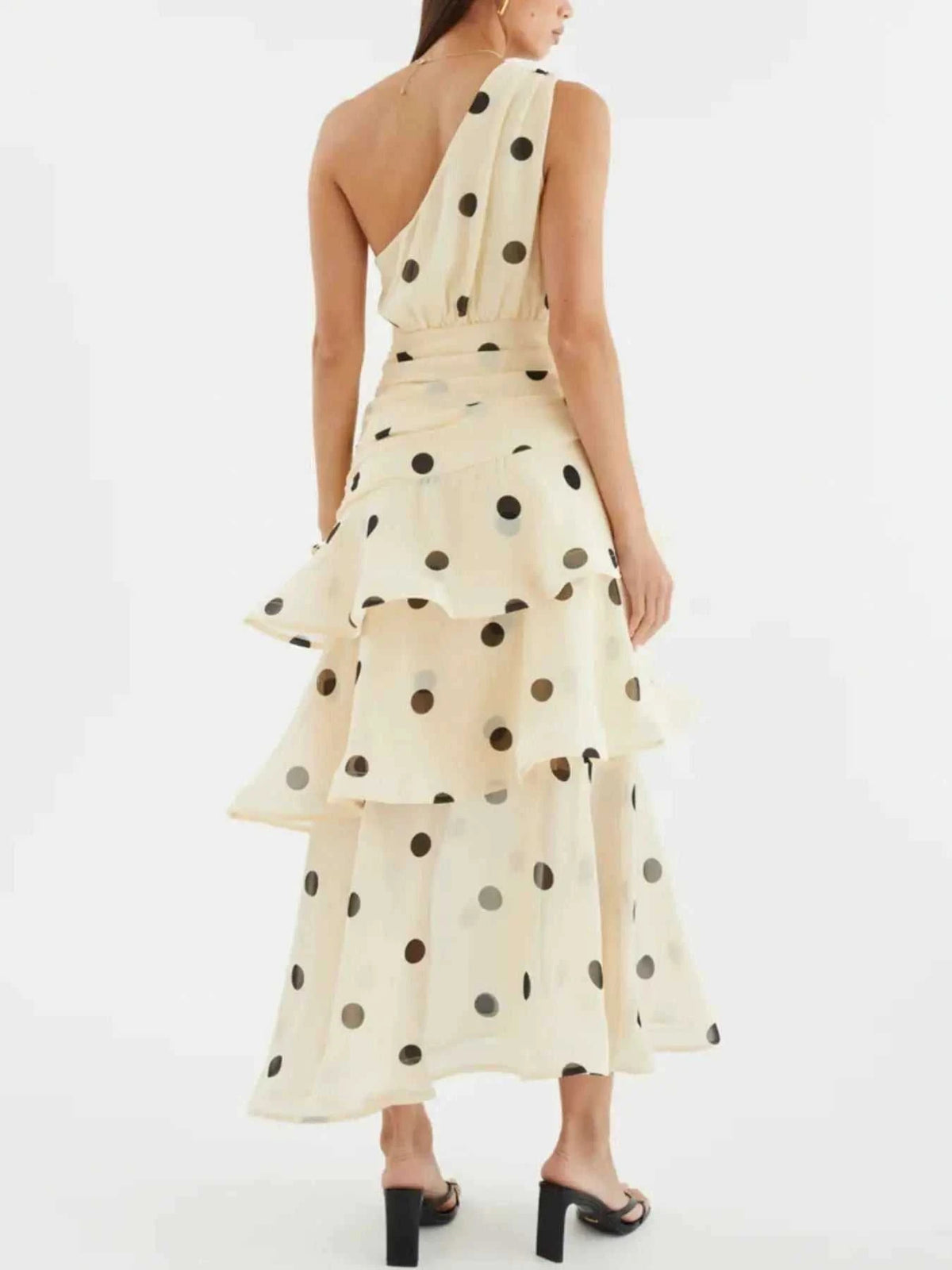 Polka Dot One-Shoulder Ruffle Dress
