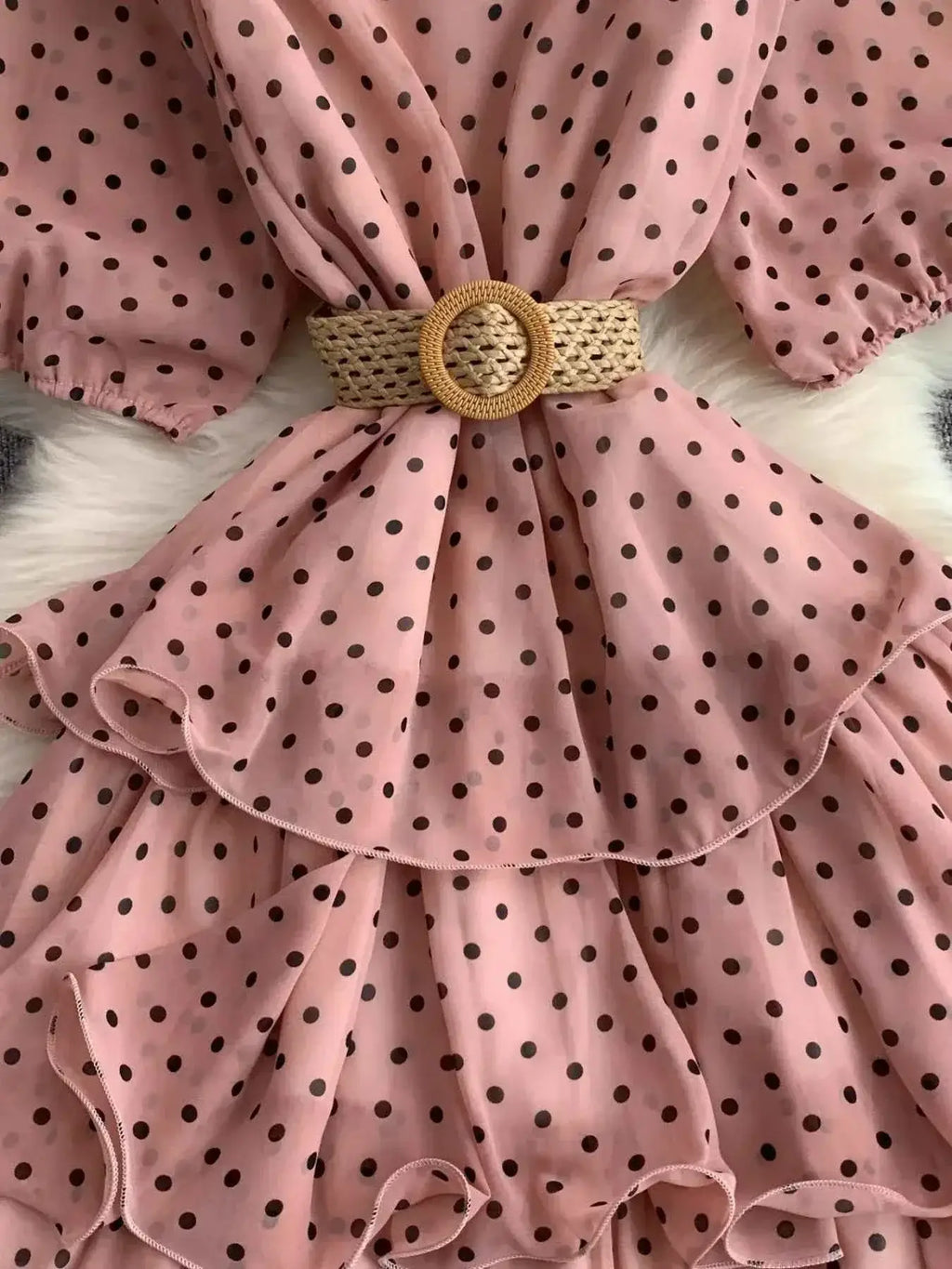 Polka Dot Ruffled Tiered Dress