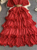 Polka Dot Ruffled Tiered Dress