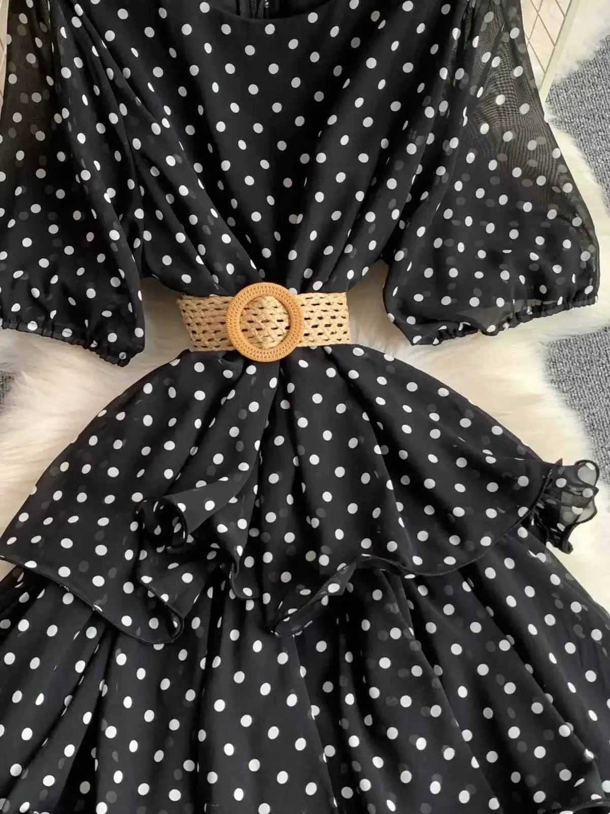 Polka Dot Ruffled Tiered Dress