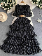 Polka Dot Ruffled Tiered Dress