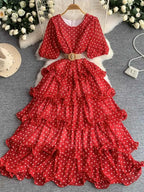 Polka Dot Ruffled Tiered Dress