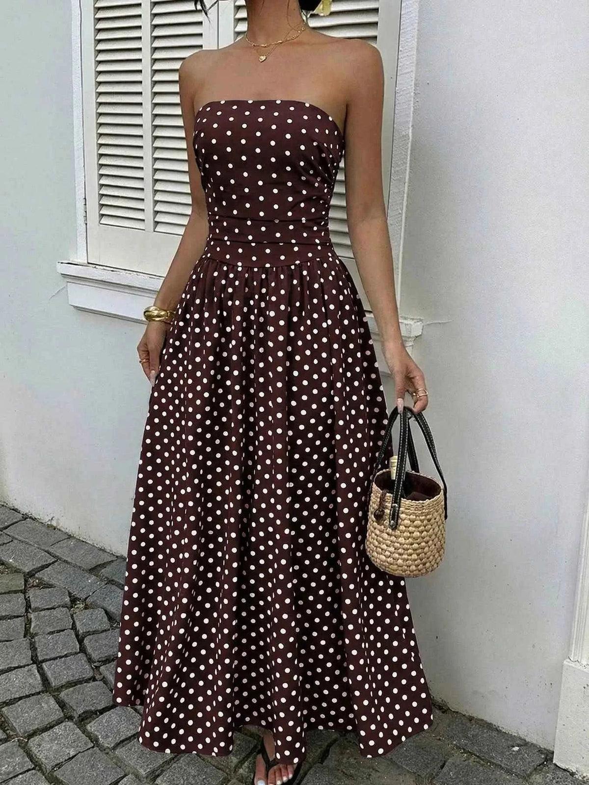 Polka Dot Tube A-Line Dress