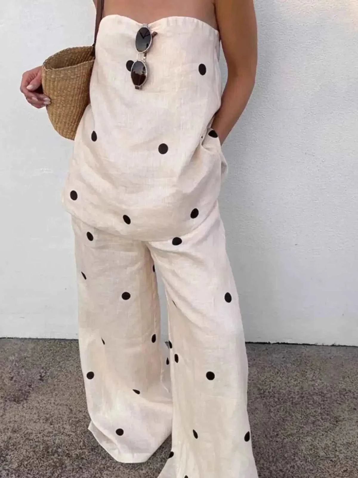Polka Dot Tube Top and Pants Set