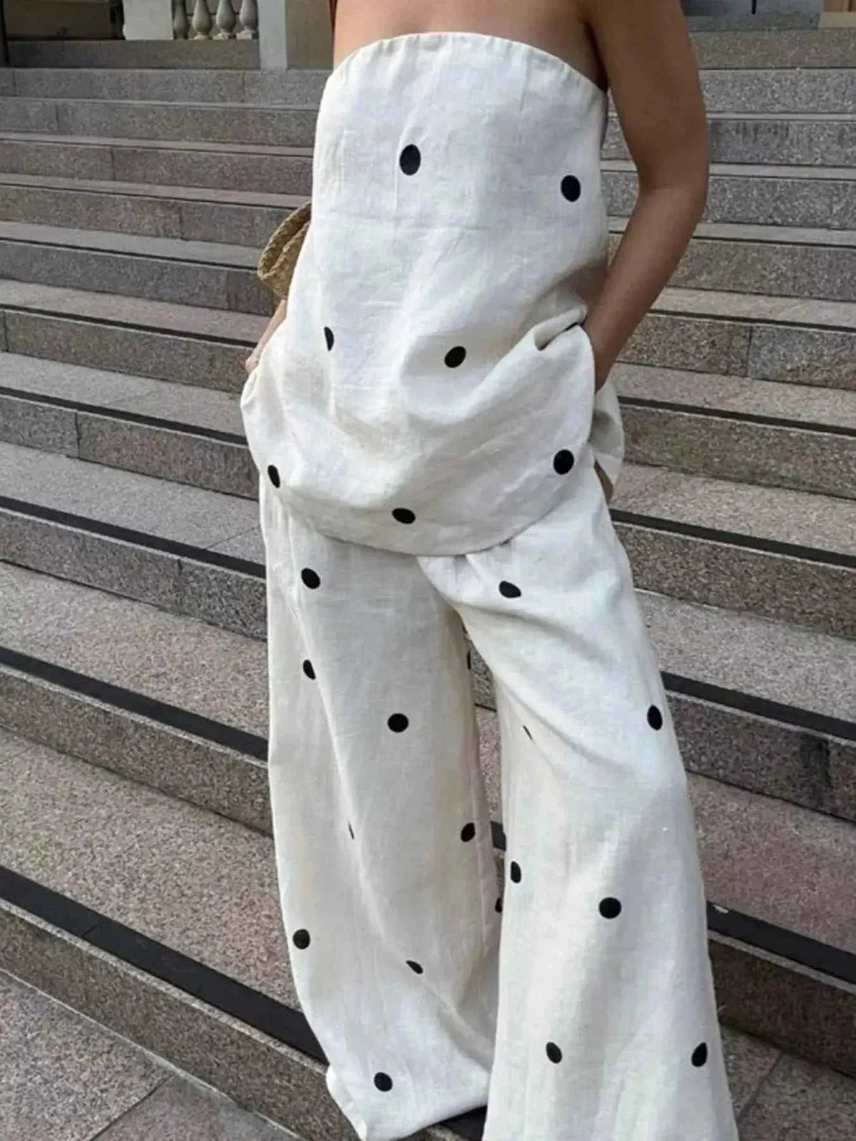 Polka Dot Tube Top and Pants Set