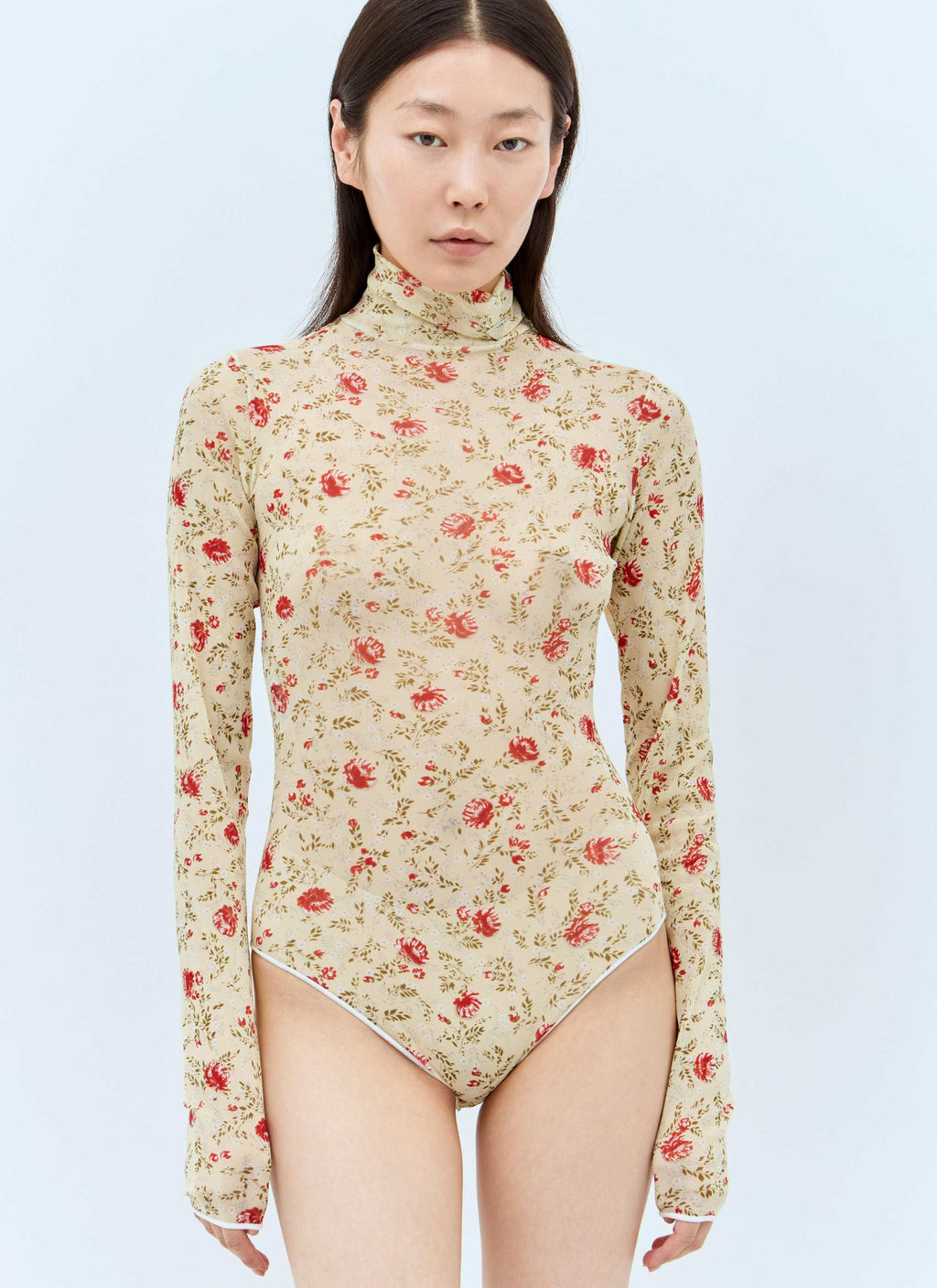 Prada Women Printed Stretch Tulle Bodysuit - Maven Couture IncTops / Tee Shirts