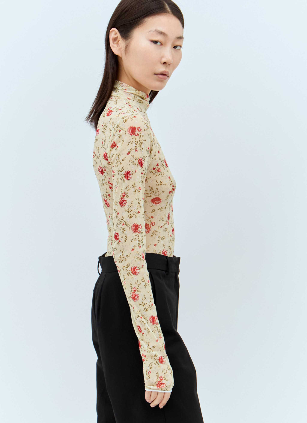 Prada Women Printed Stretch Tulle Bodysuit - Maven Couture IncTops / Tee Shirts