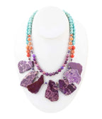 Prescott Blue Magnesite Purple and Orange Statement Necklace - Maven Couture IncNecklaces